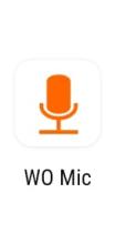 WO Mic app icon showing an orange microphone symbol on a white background.
