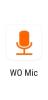 WO Mic app icon showing an orange microphone symbol on a white background.